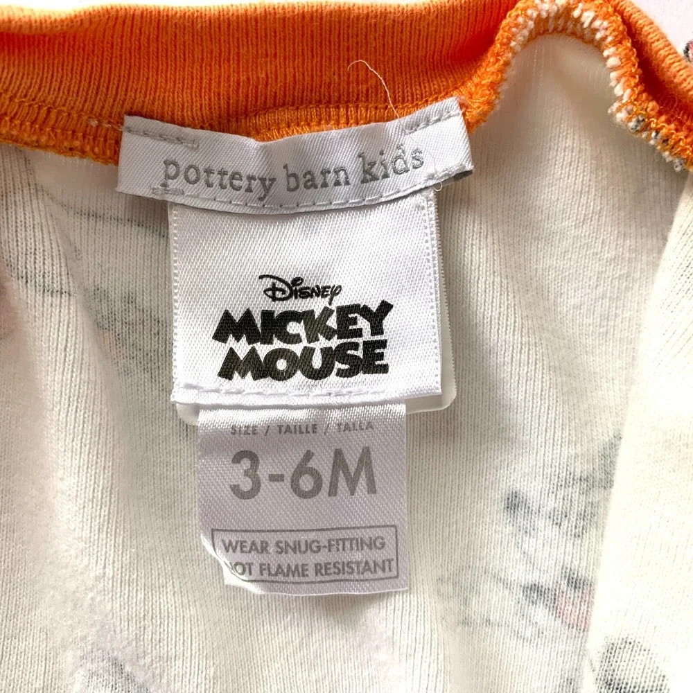 Pottery Barn Kid's Baby Disney Mickey Mouse Organic Nursery Pajamas Sz 3-6 mo‎